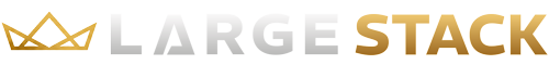 LargeStack logo, gold crown beside the LARGE STACK wordmark